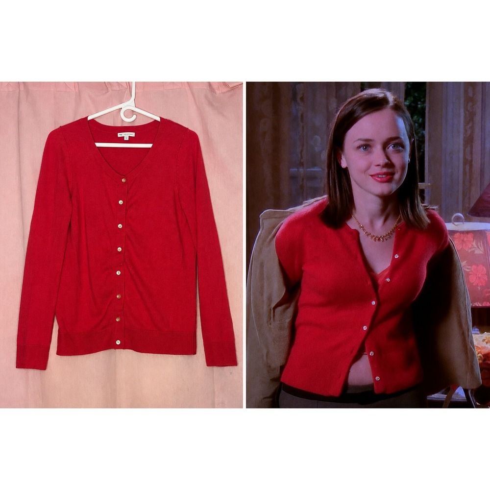 VTG Gap Red Pin Up Cardigan Sweater Womens M Cashmere Blend Y2K Rory